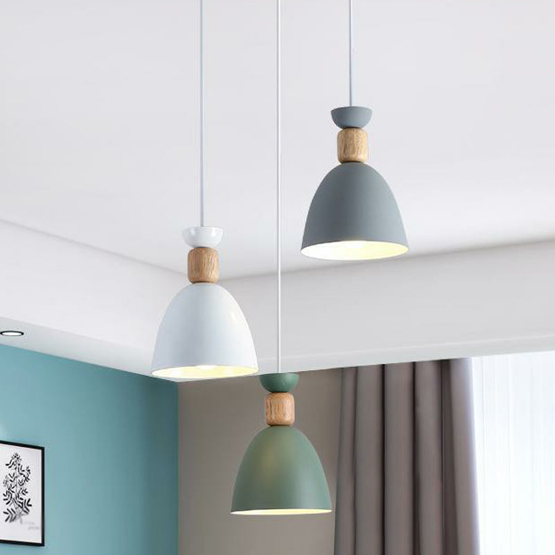 Inverted Cup Metallic Multi Ceiling Light Macaron 3 Heads White Suspension Lighting Clearhalo 'Ceiling Lights' 'Pendant Lights' 'Pendants' Lighting' 2162118