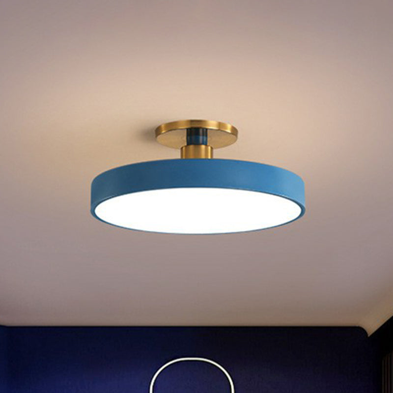 Round Flush Mount Light Nordic Style Acrylic Bedroom LED Semi Flush Ceiling Light Blue Clearhalo 'Ceiling Lights' 'Close To Ceiling Lights' 'Close to ceiling' 'Semi-flushmount' Lighting' 2162165