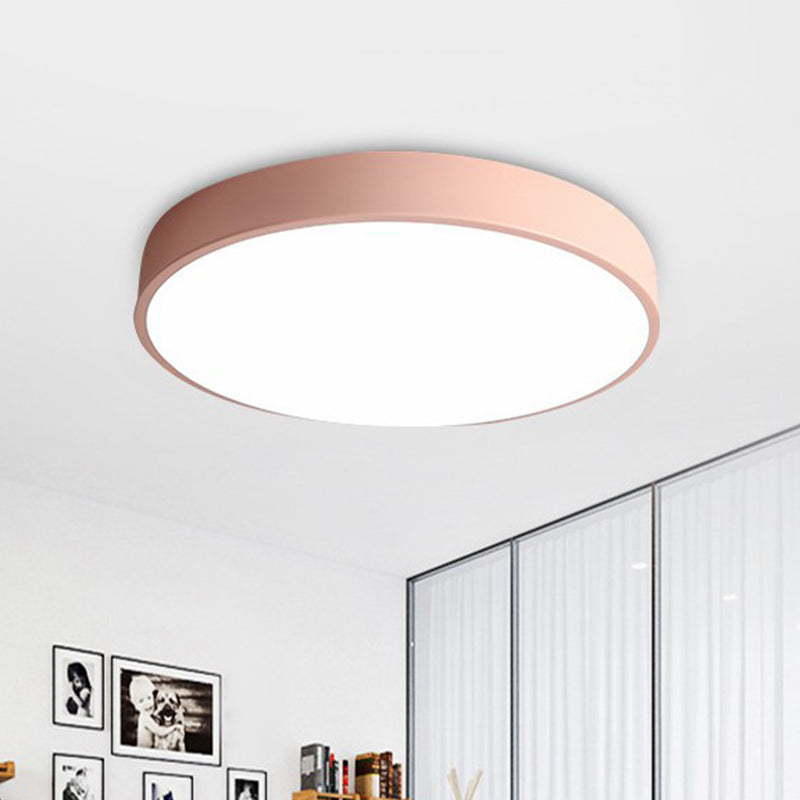 Minimalist Disc Flush Ceiling Light Acrylic Bedroom LED Flush Mount Lighting Fixture Pink White Clearhalo 'Ceiling Lights' 'Close To Ceiling Lights' 'Close to ceiling' 'Flush mount' Lighting' 2162186