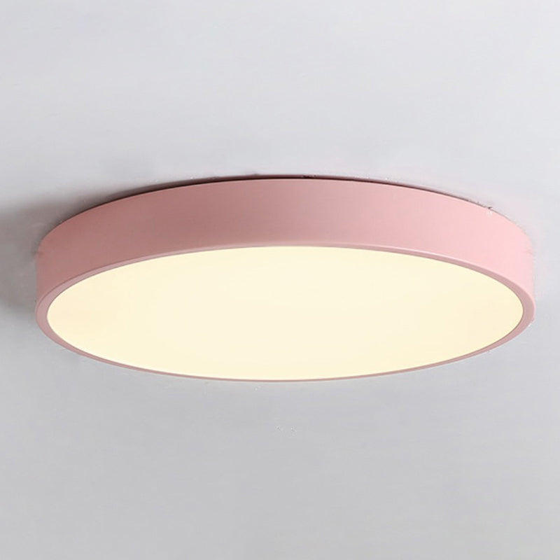 Minimalist Disc Flush Ceiling Light Acrylic Bedroom LED Flush Mount Lighting Fixture Pink Remote Control Stepless Dimming Clearhalo 'Ceiling Lights' 'Close To Ceiling Lights' 'Close to ceiling' 'Flush mount' Lighting' 2162189