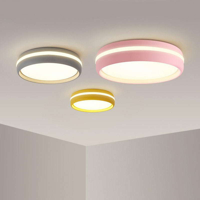 Round LED Flush Mount Minimalist Metallic Kindergarten Flushmount Ceiling Lighting Clearhalo 'Ceiling Lights' 'Close To Ceiling Lights' 'Close to ceiling' 'Flush mount' Lighting' 2162222