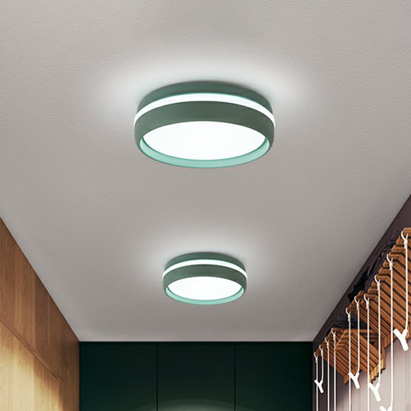 Round LED Flush Mount Minimalist Metallic Kindergarten Flushmount Ceiling Lighting Green Clearhalo 'Ceiling Lights' 'Close To Ceiling Lights' 'Close to ceiling' 'Flush mount' Lighting' 2162226