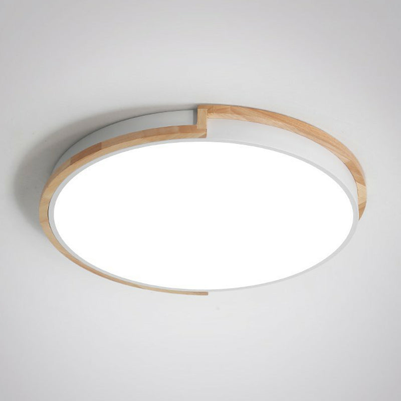 Circular LED Flush Mount Minimalist Acrylic Living Room Flushmount Ceiling Light with Wooden Frame Clearhalo 'Ceiling Lights' 'Close To Ceiling Lights' 'Close to ceiling' 'Flush mount' Lighting' 2162265
