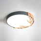 Metal Ultrathin Circle Flush Ceiling Light Simplicity LED Flush Mount Lighting Fixture with Wooden Antler Decor Clearhalo 'Ceiling Lights' 'Close To Ceiling Lights' 'Close to ceiling' 'Flush mount' Lighting' 2162274