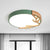 Metal Ultrathin Circle Flush Ceiling Light Simplicity LED Flush Mount Lighting Fixture with Wooden Antler Decor Green Clearhalo 'Ceiling Lights' 'Close To Ceiling Lights' 'Close to ceiling' 'Flush mount' Lighting' 2162276