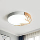 Metal Ultrathin Circle Flush Ceiling Light Simplicity LED Flush Mount Lighting Fixture with Wooden Antler Decor White Clearhalo 'Ceiling Lights' 'Close To Ceiling Lights' 'Close to ceiling' 'Flush mount' Lighting' 2162278