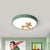 Circle LED Flush Mount Lighting Nordic Style Metallic Bedroom Flush Mount Ceiling Light with Wooden Hobbyhorse - Green - Clearhalo - 'Ceiling Lights' - 'Close To Ceiling Lights' - 'Close to ceiling' - 'Flush mount' - Lighting' - 2162283