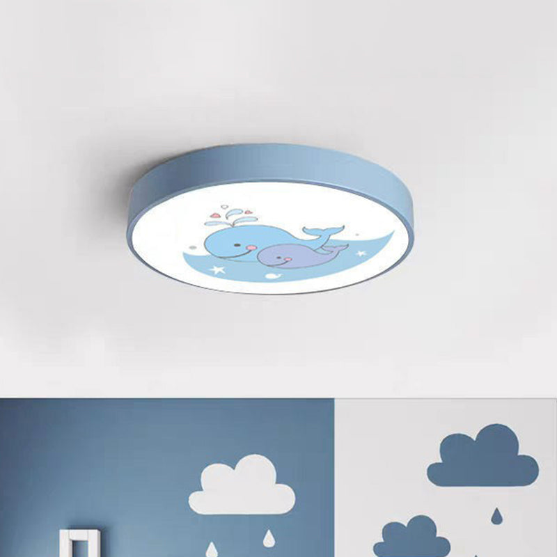 Kids Cartoon Patterned LED Flush Mount Acrylic Bedroom Flushmount Ceiling Light with Round Metal Shade Blue Clearhalo 'Ceiling Lights' 'Close To Ceiling Lights' 'Close to ceiling' 'Flush mount' Lighting' 2162299
