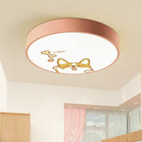 Kids Cartoon Patterned LED Flush Mount Acrylic Bedroom Flushmount Ceiling Light with Round Metal Shade Pink Clearhalo 'Ceiling Lights' 'Close To Ceiling Lights' 'Close to ceiling' 'Flush mount' Lighting' 2162300