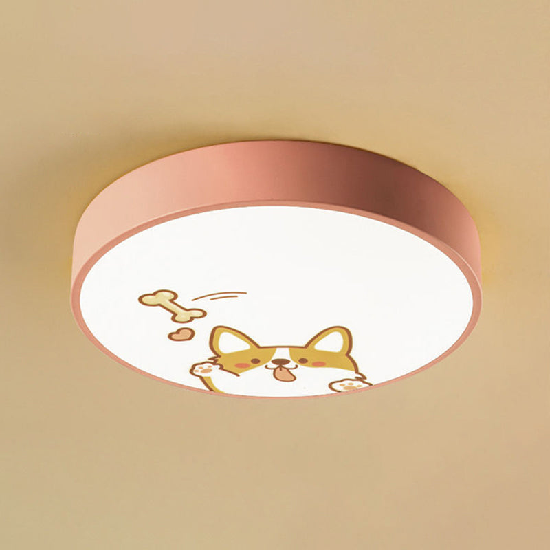 Kids Cartoon Patterned LED Flush Mount Acrylic Bedroom Flushmount Ceiling Light with Round Metal Shade Clearhalo 'Ceiling Lights' 'Close To Ceiling Lights' 'Close to ceiling' 'Flush mount' Lighting' 2162301