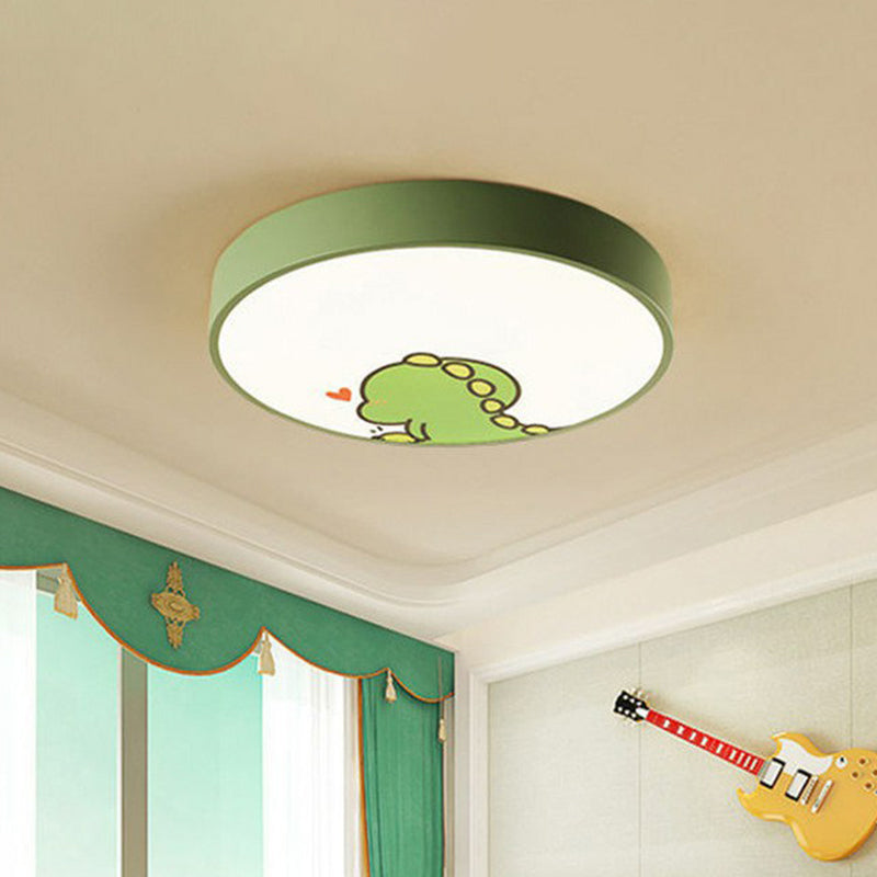 Kids Cartoon Patterned LED Flush Mount Acrylic Bedroom Flushmount Ceiling Light with Round Metal Shade Green Clearhalo 'Ceiling Lights' 'Close To Ceiling Lights' 'Close to ceiling' 'Flush mount' Lighting' 2162302