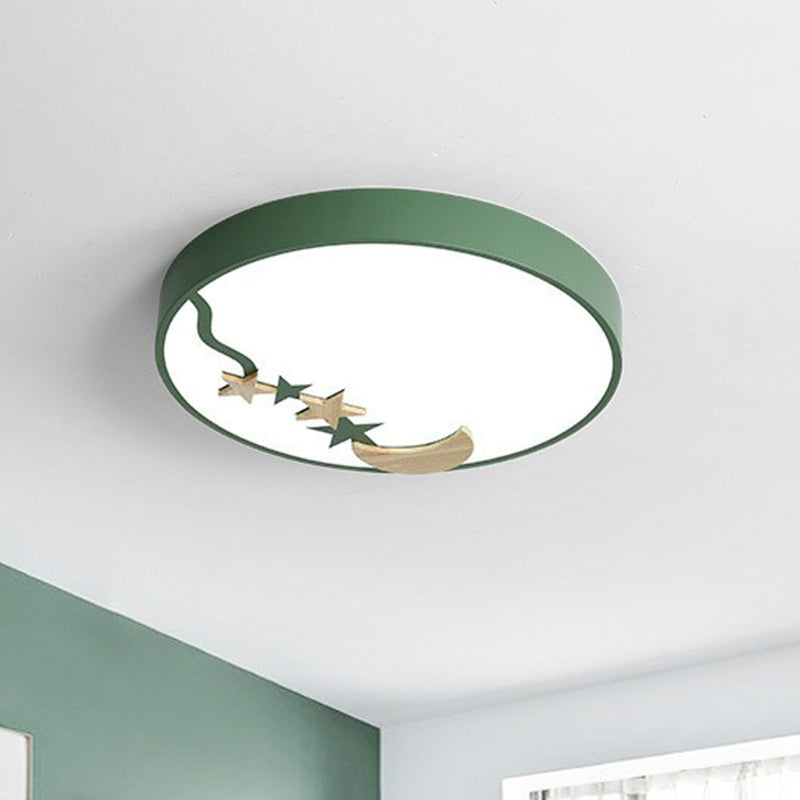 Circular Flush Ceiling Light Simplicity Acrylic LED Flush Mount Lighting Fixture with Decorative Star and Moon Clearhalo 'Ceiling Lights' 'Close To Ceiling Lights' 'Close to ceiling' 'Flush mount' Lighting' 2162305