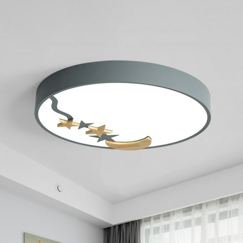Circular Flush Ceiling Light Simplicity Acrylic LED Flush Mount Lighting Fixture with Decorative Star and Moon Grey Clearhalo 'Ceiling Lights' 'Close To Ceiling Lights' 'Close to ceiling' 'Flush mount' Lighting' 2162307