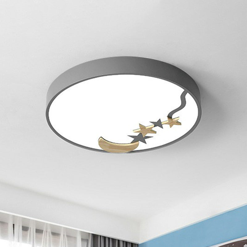 Circular Flush Ceiling Light Simplicity Acrylic LED Flush Mount Lighting Fixture with Decorative Star and Moon Clearhalo 'Ceiling Lights' 'Close To Ceiling Lights' 'Close to ceiling' 'Flush mount' Lighting' 2162308