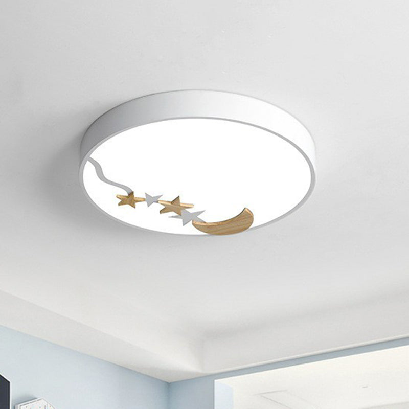 Circular Flush Ceiling Light Simplicity Acrylic LED Flush Mount Lighting Fixture with Decorative Star and Moon White Clearhalo 'Ceiling Lights' 'Close To Ceiling Lights' 'Close to ceiling' 'Flush mount' Lighting' 2162310