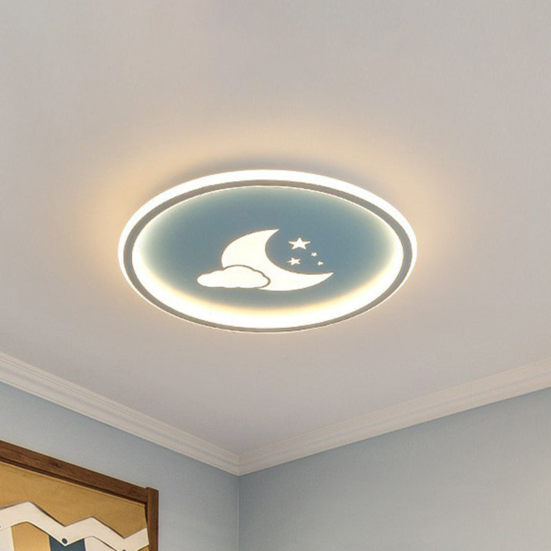 Metallic Ring Shaped LED Flush Mount Lighting Nordic Style Flush Mount Ceiling Light with Star and Moon Pattern Clearhalo 'Ceiling Lights' 'Close To Ceiling Lights' 'Close to ceiling' 'Flush mount' Lighting' 2162314