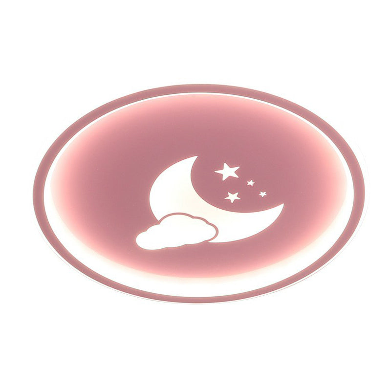 Metallic Ring Shaped LED Flush Mount Lighting Nordic Style Flush Mount Ceiling Light with Star and Moon Pattern Clearhalo 'Ceiling Lights' 'Close To Ceiling Lights' 'Close to ceiling' 'Flush mount' Lighting' 2162317