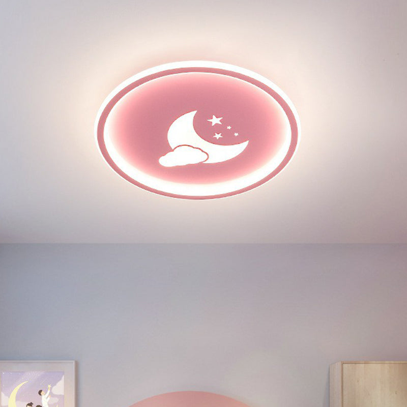 Metallic Ring Shaped LED Flush Mount Lighting Nordic Style Flush Mount Ceiling Light with Star and Moon Pattern Clearhalo 'Ceiling Lights' 'Close To Ceiling Lights' 'Close to ceiling' 'Flush mount' Lighting' 2162318