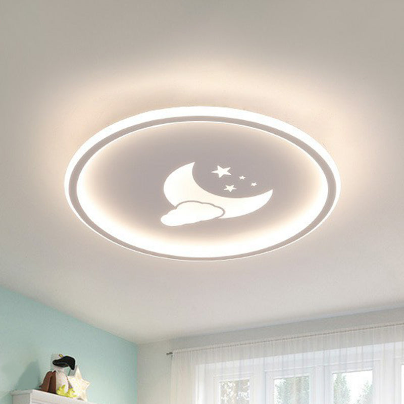 Metallic Ring Shaped LED Flush Mount Lighting Nordic Style Flush Mount Ceiling Light with Star and Moon Pattern Clearhalo 'Ceiling Lights' 'Close To Ceiling Lights' 'Close to ceiling' 'Flush mount' Lighting' 2162320