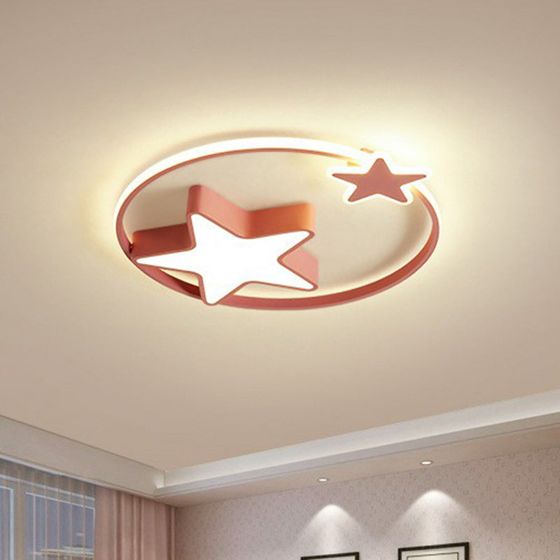 Nordic Star and Ring Shaped Flush Mount Lighting Metallic Kids Bedroom LED Flush Mount Fixture Clearhalo 'Ceiling Lights' 'Close To Ceiling Lights' 'Close to ceiling' 'Flush mount' Lighting' 2162332
