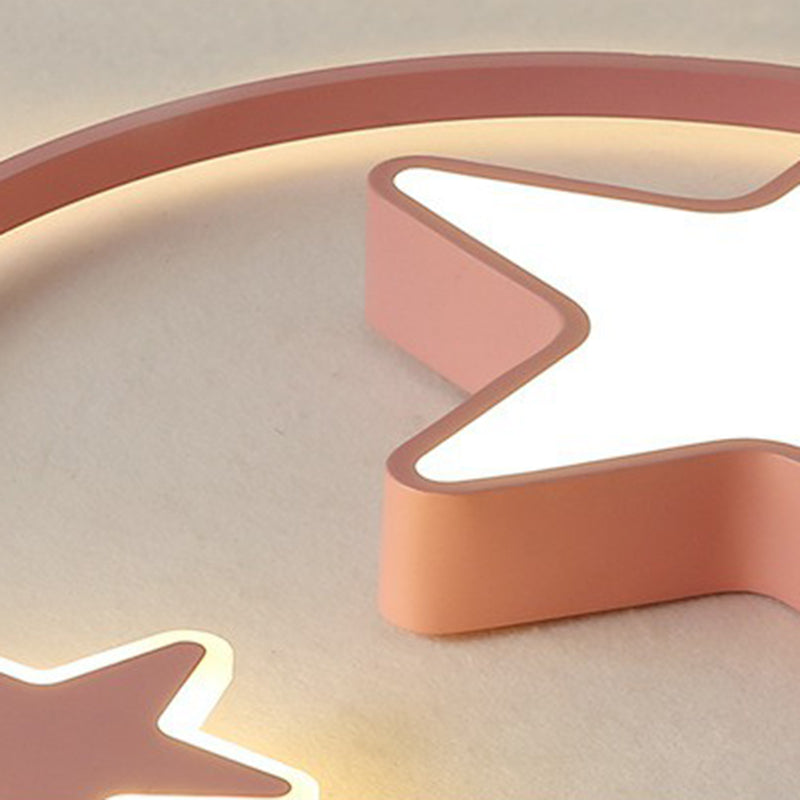 Nordic Star and Ring Shaped Flush Mount Lighting Metallic Kids Bedroom LED Flush Mount Fixture Clearhalo 'Ceiling Lights' 'Close To Ceiling Lights' 'Close to ceiling' 'Flush mount' Lighting' 2162333