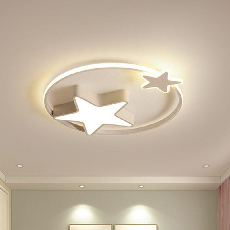 Nordic Star and Ring Shaped Flush Mount Lighting Metallic Kids Bedroom LED Flush Mount Fixture Clearhalo 'Ceiling Lights' 'Close To Ceiling Lights' 'Close to ceiling' 'Flush mount' Lighting' 2162337