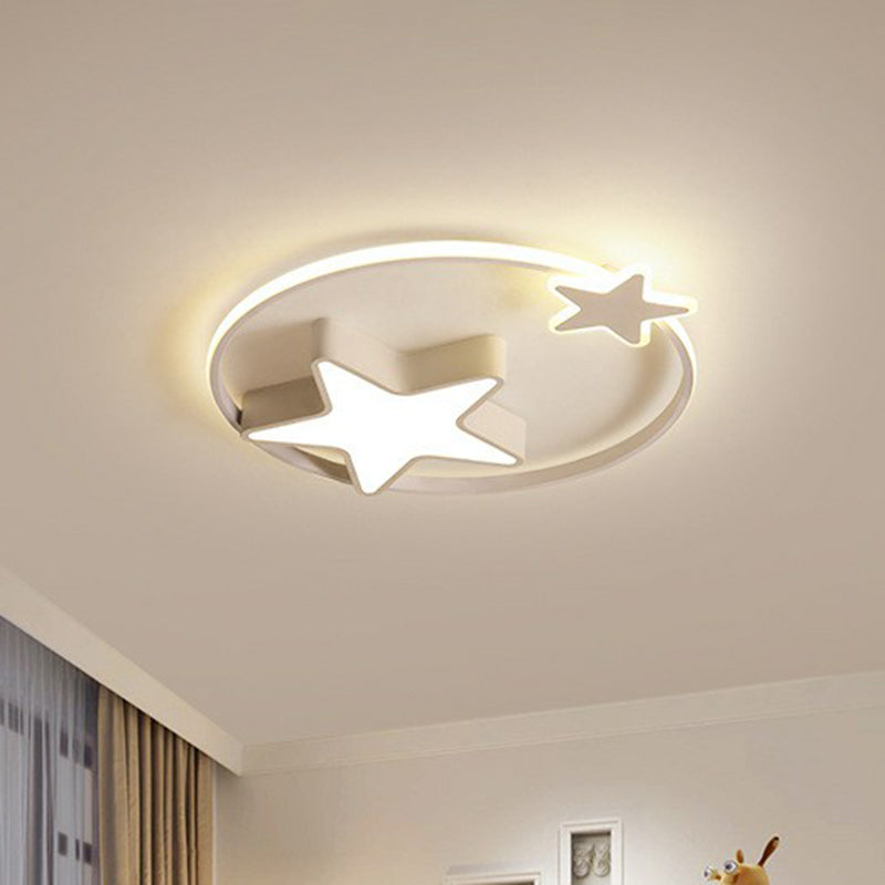 Nordic Star and Ring Shaped Flush Mount Lighting Metallic Kids Bedroom LED Flush Mount Fixture Clearhalo 'Ceiling Lights' 'Close To Ceiling Lights' 'Close to ceiling' 'Flush mount' Lighting' 2162338