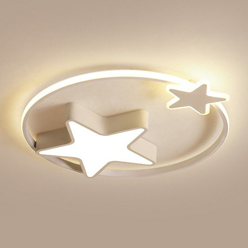 Nordic Star and Ring Shaped Flush Mount Lighting Metallic Kids Bedroom LED Flush Mount Fixture Clearhalo 'Ceiling Lights' 'Close To Ceiling Lights' 'Close to ceiling' 'Flush mount' Lighting' 2162339