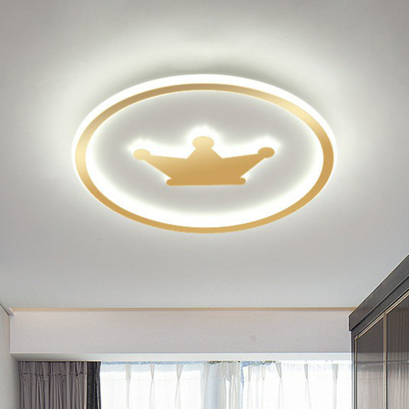 Crown Shaped LED Flush Mount Minimalist Acrylic Bedroom Flushmount Ceiling Light with Halo Ring Gold Clearhalo 'Ceiling Lights' 'Close To Ceiling Lights' 'Close to ceiling' 'Flush mount' Lighting' 2162344