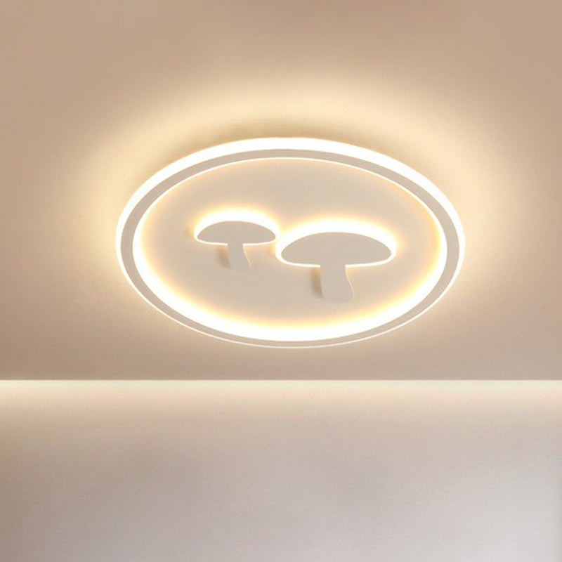 Acrylic Mushroom and Circle Shaped Flush Ceiling Light Cartoon LED Flush Mount Lighting Fixture for Kids Bedroom White Clearhalo 'Ceiling Lights' 'Close To Ceiling Lights' 'Close to ceiling' 'Flush mount' Lighting' 2162345