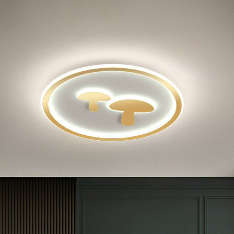 Acrylic Mushroom and Circle Shaped Flush Ceiling Light Cartoon LED Flush Mount Lighting Fixture for Kids Bedroom Gold Clearhalo 'Ceiling Lights' 'Close To Ceiling Lights' 'Close to ceiling' 'Flush mount' Lighting' 2162350