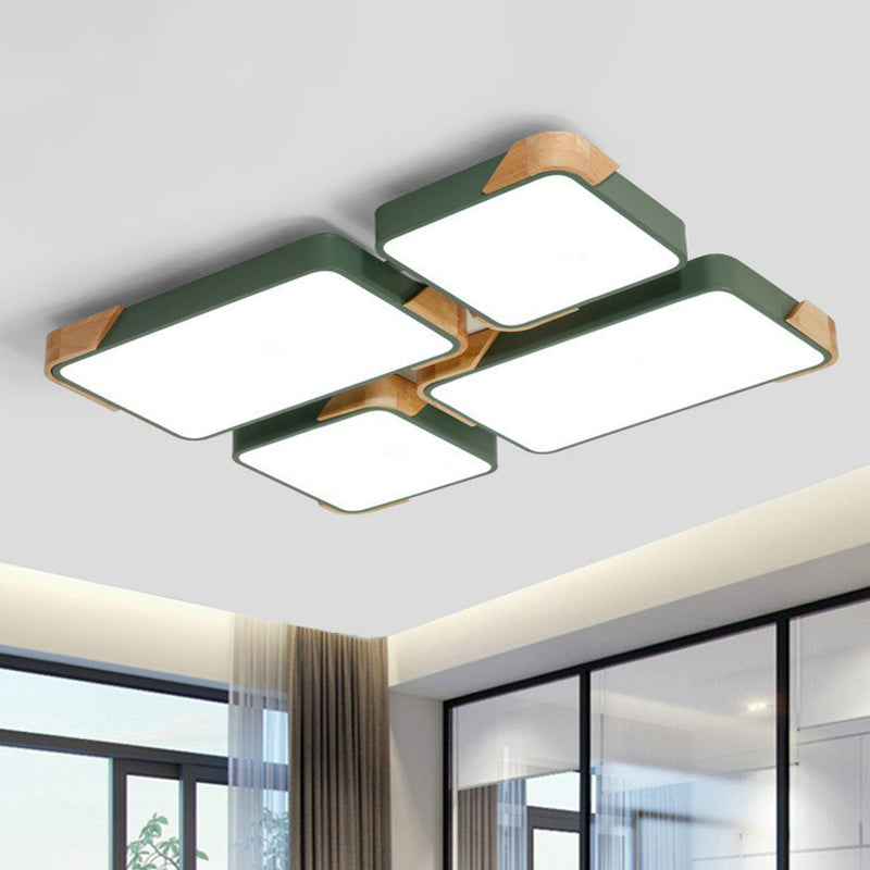 Nordic Splicing Rectangle Flush Ceiling Light Acrylic Living Room LED Flush Mount Lighting Fixture Green Rectangle Clearhalo 'Ceiling Lights' 'Close To Ceiling Lights' 'Close to ceiling' 'Flush mount' Lighting' 2162400