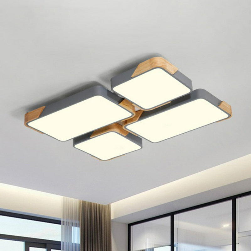 Nordic Splicing Rectangle Flush Ceiling Light Acrylic Living Room LED Flush Mount Lighting Fixture Clearhalo 'Ceiling Lights' 'Close To Ceiling Lights' 'Close to ceiling' 'Flush mount' Lighting' 2162403