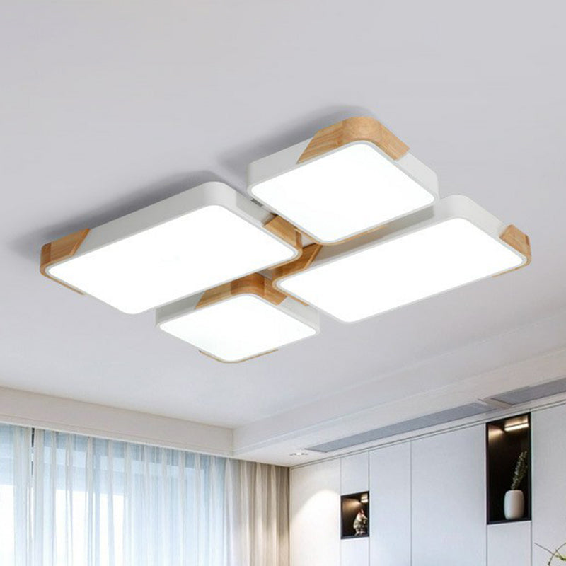 Nordic Splicing Rectangle Flush Ceiling Light Acrylic Living Room LED Flush Mount Lighting Fixture White Rectangle Clearhalo 'Ceiling Lights' 'Close To Ceiling Lights' 'Close to ceiling' 'Flush mount' Lighting' 2162408