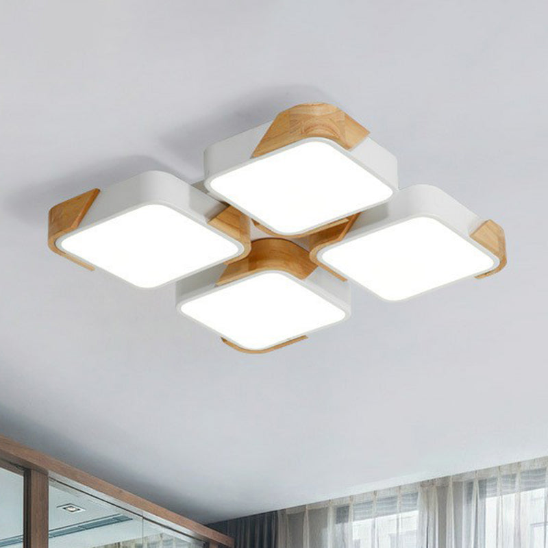 Nordic Splicing Rectangle Flush Ceiling Light Acrylic Living Room LED Flush Mount Lighting Fixture White Square Clearhalo 'Ceiling Lights' 'Close To Ceiling Lights' 'Close to ceiling' 'Flush mount' Lighting' 2162410