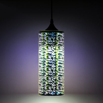 Contemporary Geometrical Pendant Light 3D Firework Glass Single-Bulb Living Room Suspension Light in Black Black D Clearhalo 'Ceiling Lights' 'Glass shade' 'Glass' 'Modern Pendants' 'Modern' 'Pendant Lights' 'Pendants' Lighting' 2162448