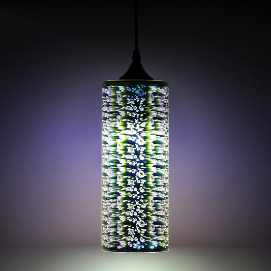 Contemporary Geometrical Pendant Light 3D Firework Glass Single-Bulb Living Room Suspension Light in Black Black D Clearhalo 'Ceiling Lights' 'Glass shade' 'Glass' 'Modern Pendants' 'Modern' 'Pendant Lights' 'Pendants' Lighting' 2162448