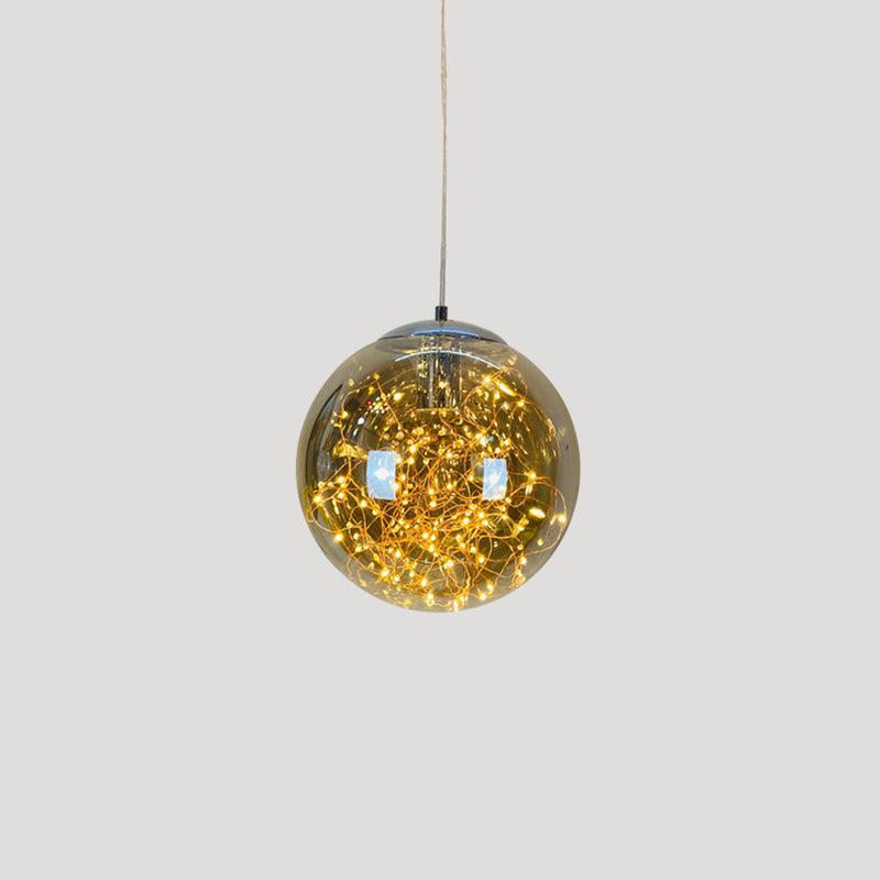 Geometric LED Pendant Light Fixture Suspension Light Simplicity Clear Glass Bedroom Starry Pendant Light Fixture Smoke Gray A Clearhalo 'Ceiling Lights' 'Close To Ceiling Lights' 'Glass shade' 'Glass' 'Modern Pendants' 'Modern' 'Pendant Lights' 'Pendants' Lighting' 2162469