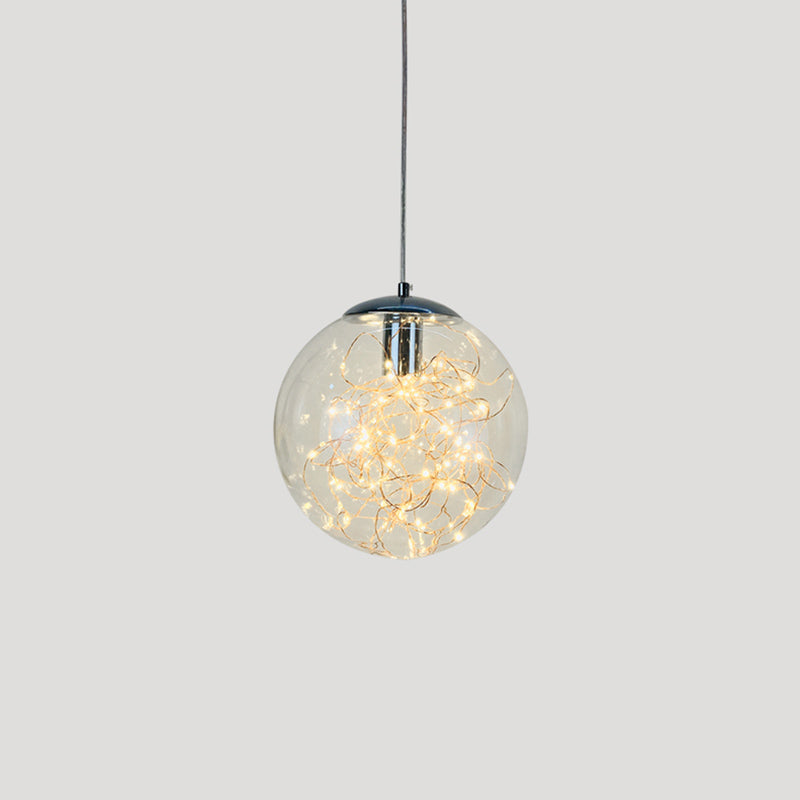 Geometric LED Pendant Light Fixture Suspension Light Simplicity Clear Glass Bedroom Starry Pendant Light Fixture Clearhalo 'Ceiling Lights' 'Close To Ceiling Lights' 'Glass shade' 'Glass' 'Modern Pendants' 'Modern' 'Pendant Lights' 'Pendants' Lighting' 2162471