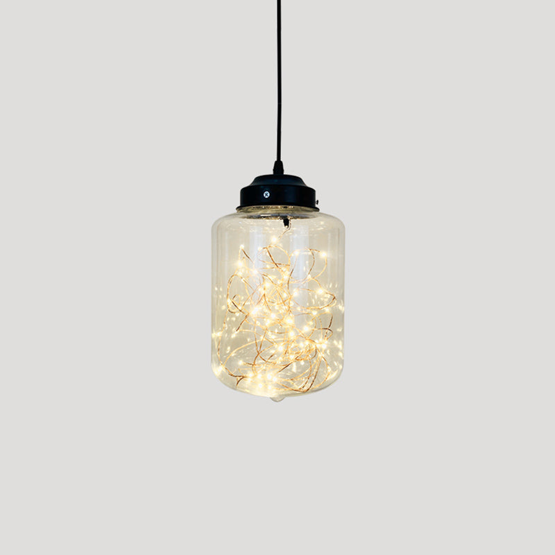 Geometric LED Pendant Light Fixture Suspension Light Simplicity Clear Glass Bedroom Starry Pendant Light Fixture Clear C Clearhalo 'Ceiling Lights' 'Close To Ceiling Lights' 'Glass shade' 'Glass' 'Modern Pendants' 'Modern' 'Pendant Lights' 'Pendants' Lighting' 2162480