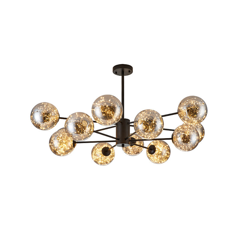 Clear Glass Sphere Ceiling Lighting Modern Style LED Chandelier Light Fixture for Living Room Clearhalo 'Ceiling Lights' 'Chandeliers' Lighting' options 2162580