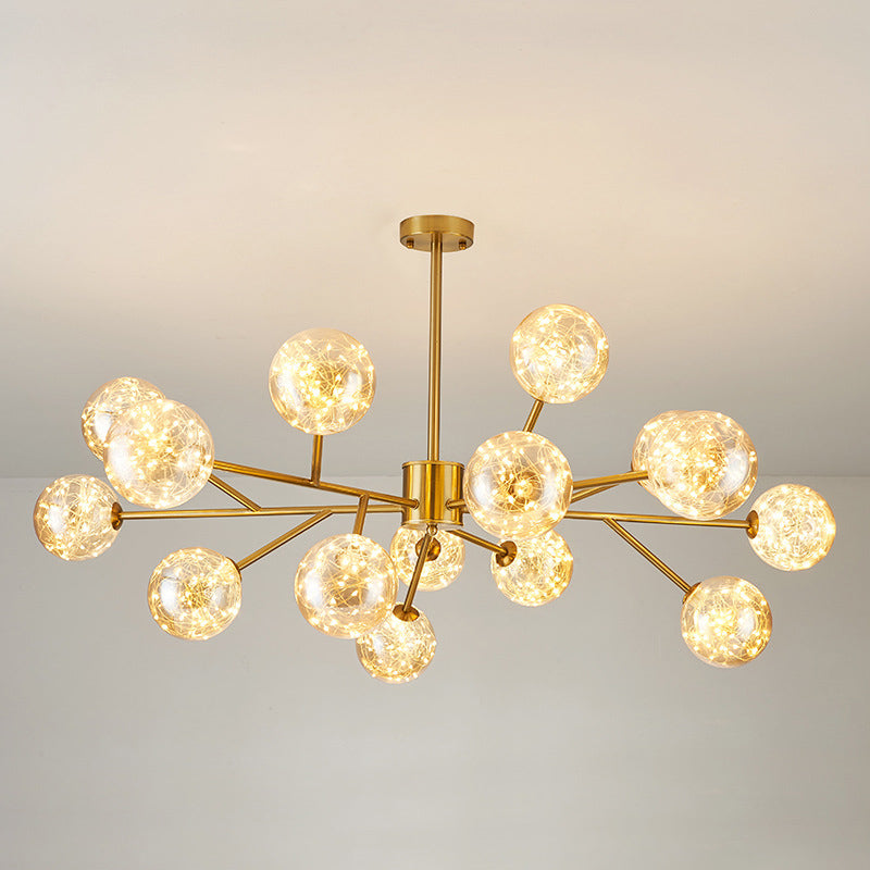 Clear Glass Sphere Ceiling Lighting Modern Style LED Chandelier Light Fixture for Living Room Gold B Clearhalo 'Ceiling Lights' 'Chandeliers' Lighting' options 2162583_35c8c0f2-b64a-4982-a4c2-3839712d3db3