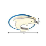 Kids LED Flush Ceiling Light Fixture with Acrylic Shade Blue Dolphin Flush Mount Light in Warm/White Light, 18"/23.5" W Clearhalo 'Ceiling Lights' 'Close To Ceiling Lights' 'Close to ceiling' 'Flush mount' Lighting' 216265
