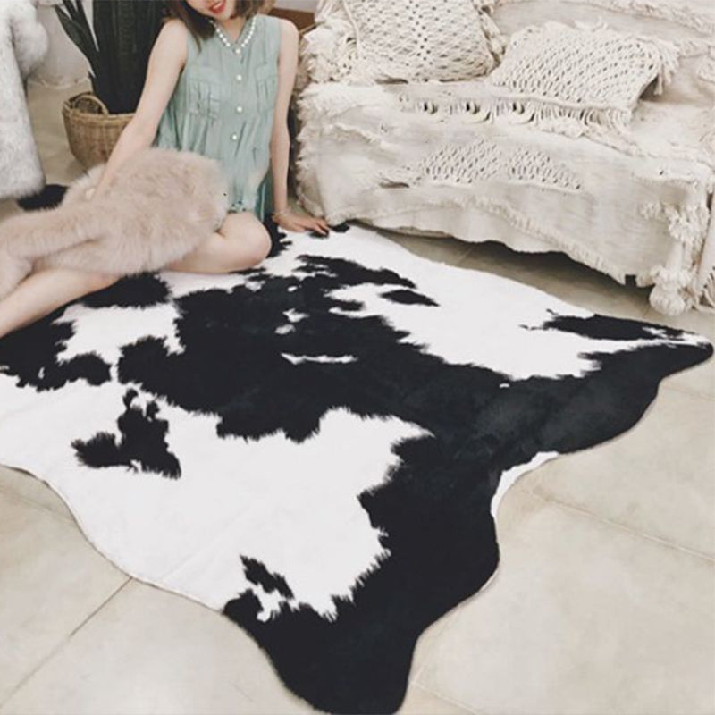 Whole Faux Animal Skin Rug Multi Color Nordic Rug Synthetics Anti-Slip Backing Stain Resistant Washable Carpet for Drawing Room Black 4'7" x 6'7" Clearhalo 'Area Rug' 'Casual' 'Rugs' Rug' 2162673