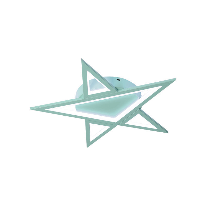 Aluminum Star Shaped Flush Pendant Light Modernism Style LED Blue/Pink Ceiling Mount Light in Warm/White Light Clearhalo 'Ceiling Lights' 'Close To Ceiling Lights' 'Close to ceiling' 'Flush mount' Lighting' 216284