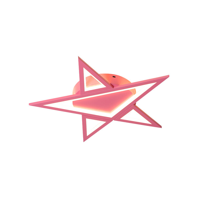 Aluminum Star Shaped Flush Pendant Light Modernism Style LED Blue/Pink Ceiling Mount Light in Warm/White Light Clearhalo 'Ceiling Lights' 'Close To Ceiling Lights' 'Close to ceiling' 'Flush mount' Lighting' 216287