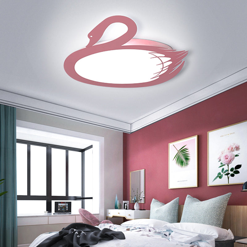 Modern Style LED Flush Mount Lighting with Acrylic Shade Pink Swan Flushmount Ceiling Fixture in Warm/White Light Pink White Clearhalo 'Ceiling Lights' 'Close To Ceiling Lights' 'Close to ceiling' 'Flush mount' Lighting' 216289