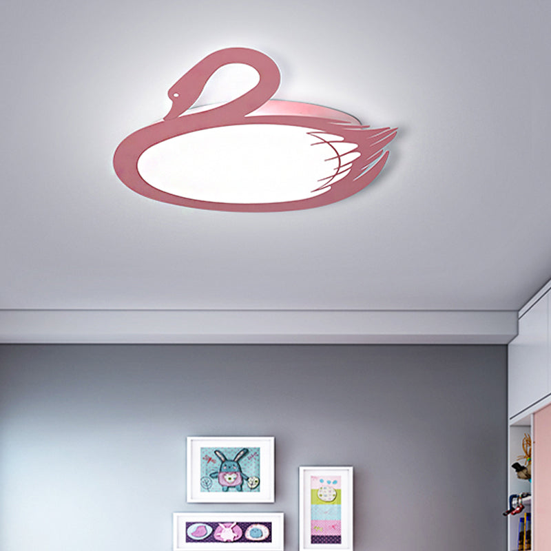 Modern Style LED Flush Mount Lighting with Acrylic Shade Pink Swan Flushmount Ceiling Fixture in Warm/White Light Clearhalo 'Ceiling Lights' 'Close To Ceiling Lights' 'Close to ceiling' 'Flush mount' Lighting' 216290