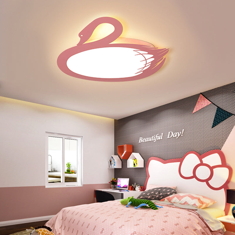 Modern Style LED Flush Mount Lighting with Acrylic Shade Pink Swan Flushmount Ceiling Fixture in Warm/White Light Pink Warm Clearhalo 'Ceiling Lights' 'Close To Ceiling Lights' 'Close to ceiling' 'Flush mount' Lighting' 216292