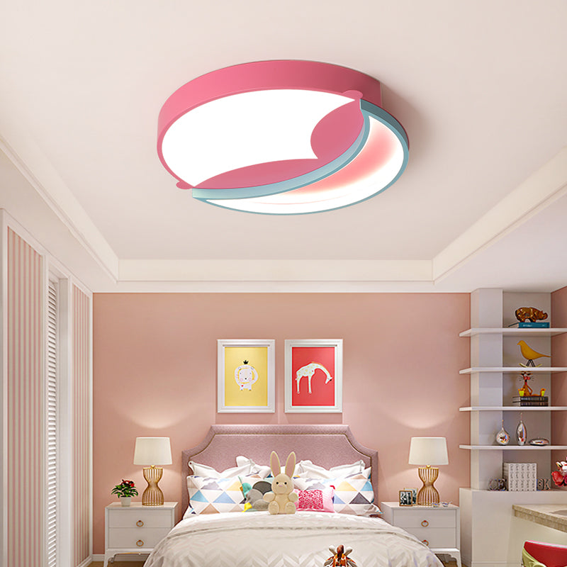 Silicone Round Flush Ceiling Light Cartoon Stylish LED Blue/Pink Ceiling Mounted Lamp for Bedroom, Warm/White Light Pink Clearhalo 'Ceiling Lights' 'Close To Ceiling Lights' 'Close to ceiling' 'Flush mount' Lighting' 216307